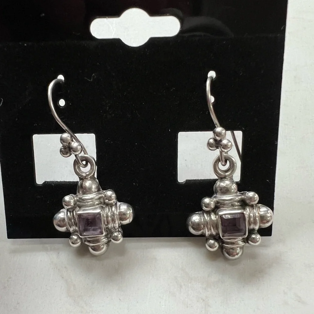 Vintage Sterling Silver Amethyst Pendant & Earring set